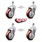 Service Caster 4 Inch Maroon Polyurethane Wheel Swivel 12mm Threaded Stem Caster Set SCC SCC-TS20S414-PPUB-MRN-M1215-4 - alternate 1